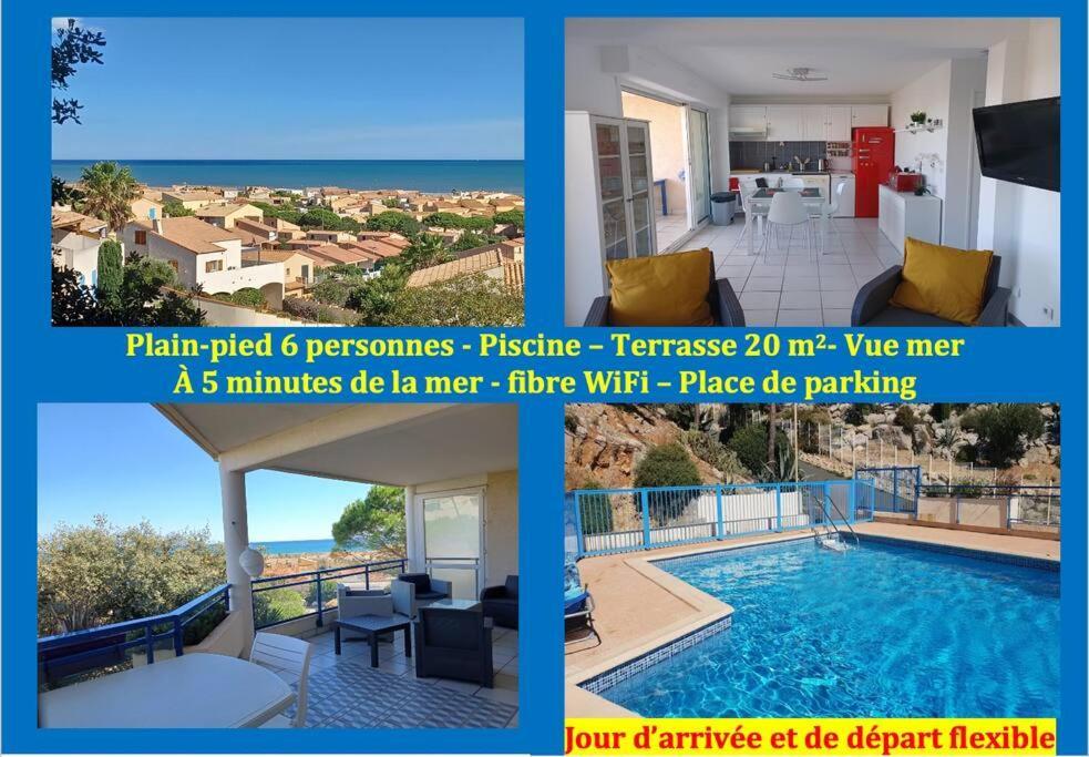 Plain-Pied, Terrasse, Piscine, Pleine Vue Mer, Plage A 6' A Pied, Parking, Wifi Fleury  Bagian luar foto