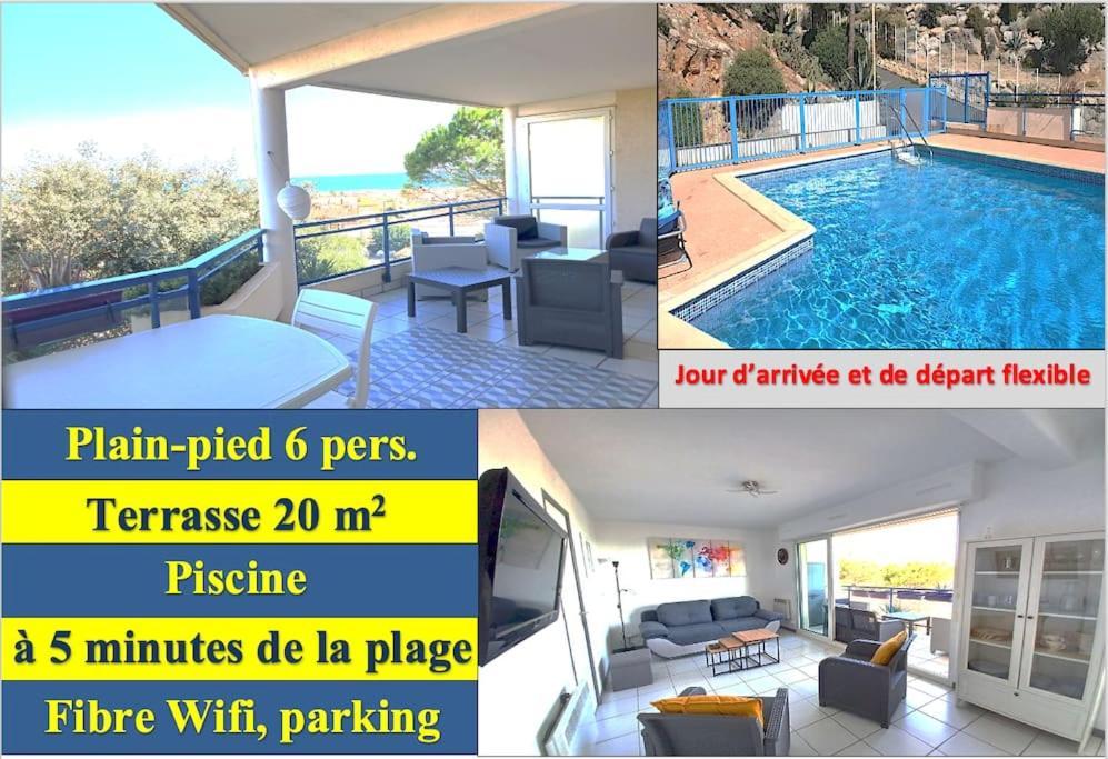 Plain-Pied, Terrasse, Piscine, Pleine Vue Mer, Plage A 6' A Pied, Parking, Wifi Fleury  Bagian luar foto