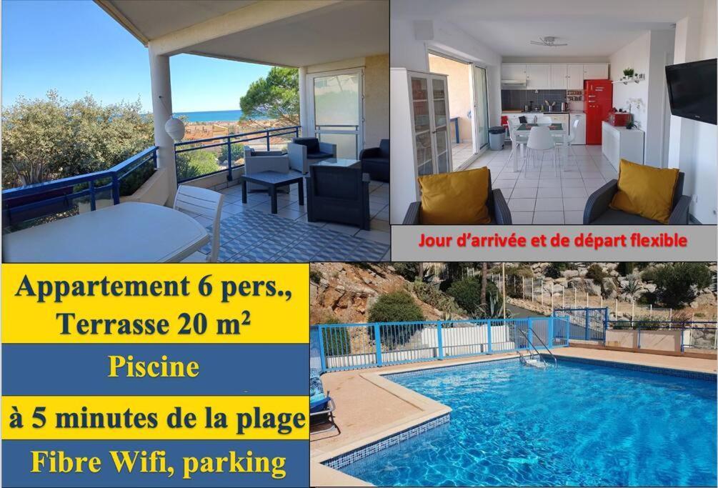 Plain-Pied, Terrasse, Piscine, Pleine Vue Mer, Plage A 6' A Pied, Parking, Wifi Fleury  Bagian luar foto